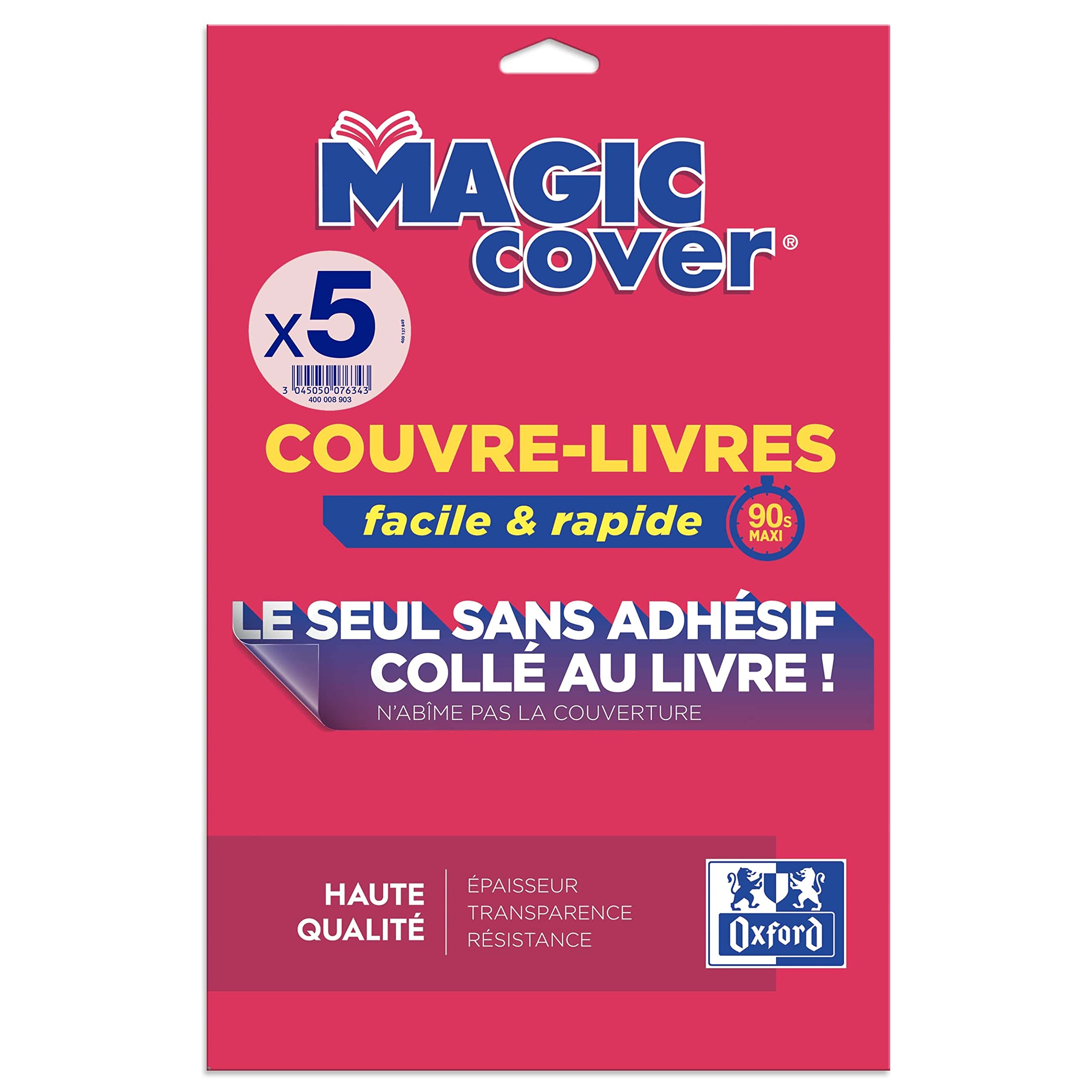 Oxford 5 Sheets Book Cover Magic Cover A4 PVC Smooth Thickness 9/100 Colourless