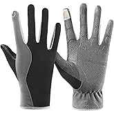 TINAYAUE Summer Thin Driving Gloves Unisex Cool Breathable Non Slip Anti UV Touch Screen Full Finger Hiking Cycling Gloves