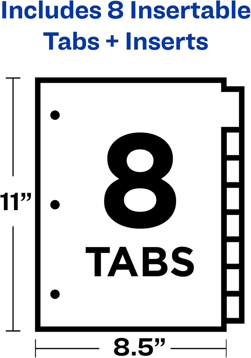 Avery 8-Tab Plastic Binder Dividers with Pockets, Insertable Multicolor Big Tabs, 1 Set (11907) : Binder Index Dividers : Office Products