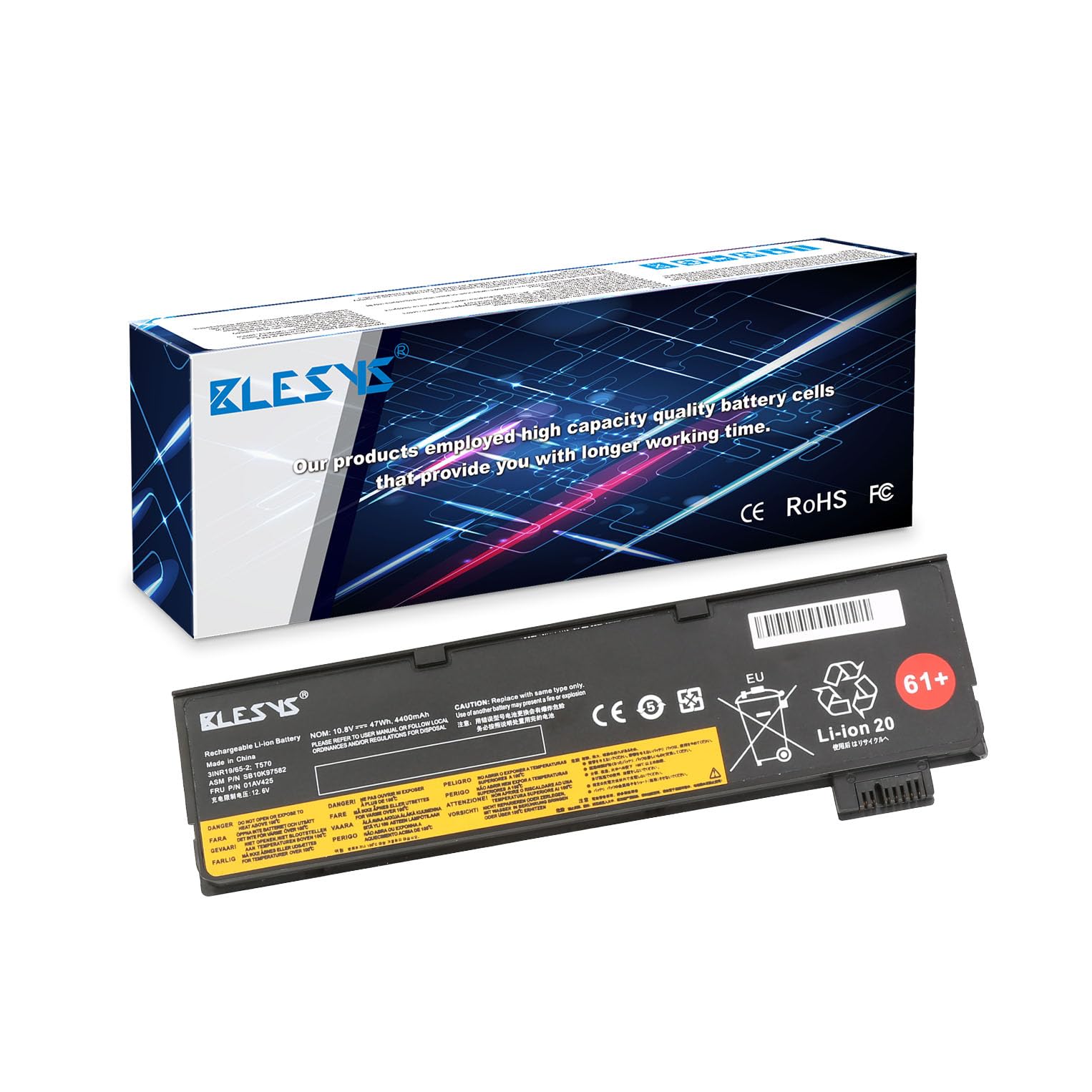 BLESYS 4400mAh 61+ 01AV491 01AV452 External Battery for Lenovo Thinkpad T470 T570 A475 P51S TP25 Series