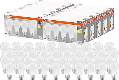 Osram LED Base Classic A, in Kolbenform mit E27-Sockel, Nicht Dimmbar, Ersetzt 60 Watt, Matt, Warmweiß - 2700 Kelvin, 40-Pack, 4058075819450