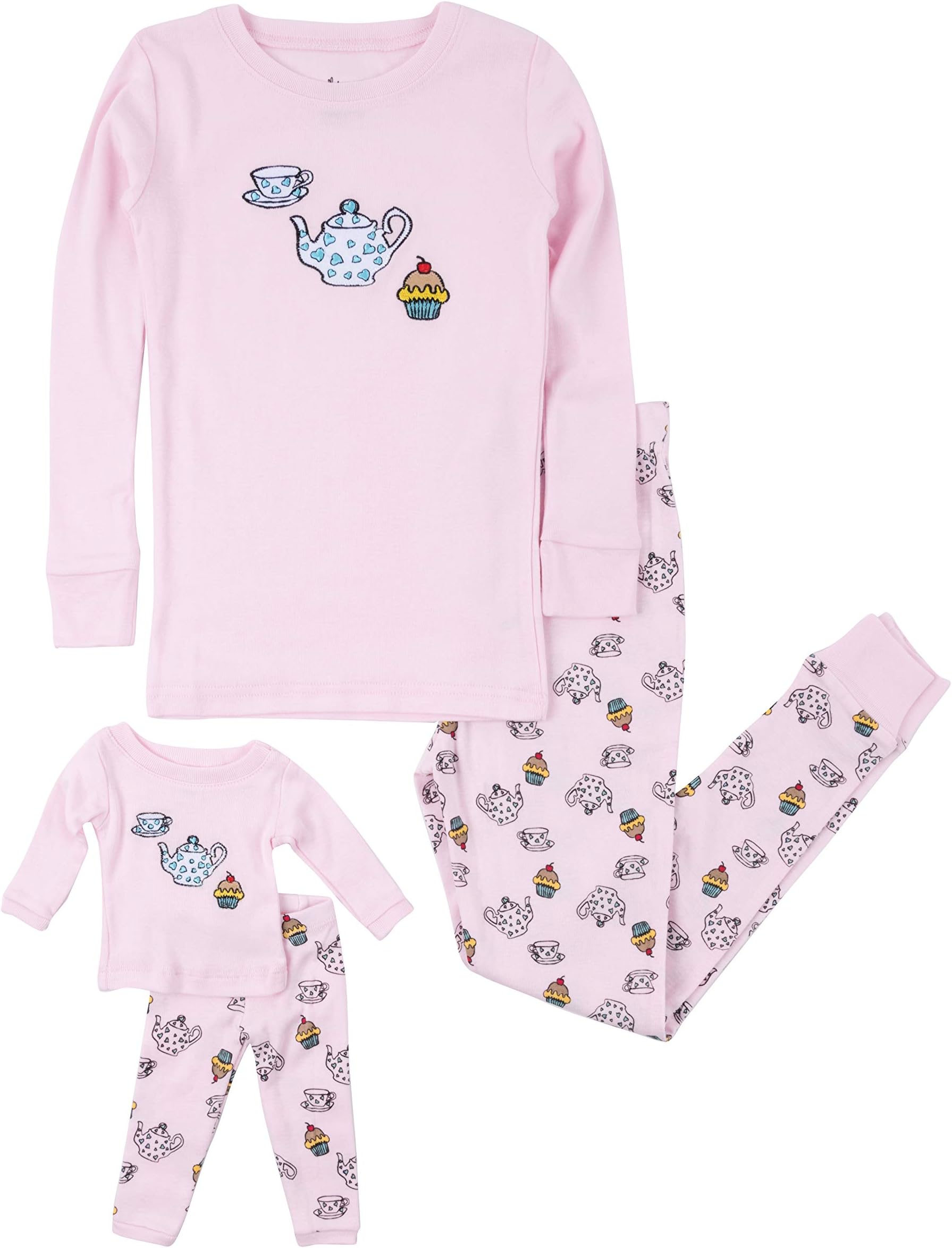 Leveret Kids & Toddler Pajamas Matching Doll & Girls Pajamas 100% Cotton Pjs Set (Toddler-14 Years)Fits American Girl