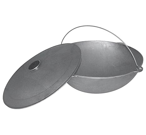 Gusseisen Kazan Kasan Tatarskij Camping Schmortopf mit Bügel Ø 36cm 8L (Ø-36cm 8 Liter)