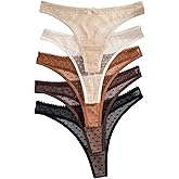 RoseSeek Women's Sheer Mesh Bowknot Thongs Heart Print Low Rise Panties Soft Underwear Sets Pack of 5