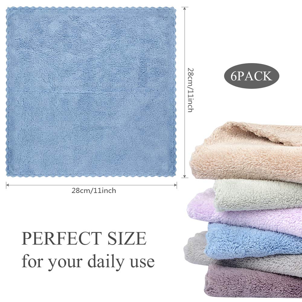 SUNLAND Microfiber Face Cloth Makeup Remover Cloth Reusable Facial Cleansing Towel Ultra Soft Face Washcloth 11inchx 11inch 6 Pack: Beauty