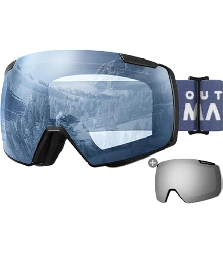 Cloud 9 Professional Adult Snow Goggles Wildcat Anti-Fog Dual Lens Wide Angle (Combo-Black Goggle & Black Beanie, Mirror) : Sports & Outdoors