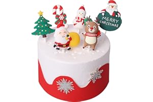 YCTHUNFISH 6 Pack Santa Claus Merry Christmas Cake Toppers Resin Little Figurine Cane Snowman Deer Christmas Tree Cake Topper Picks for Merry Christmas Theme Holiday Party Cake Decorations Supplies