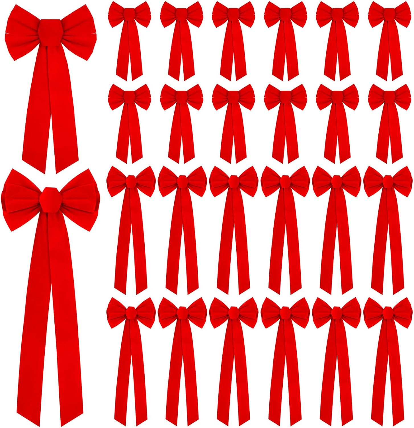 Bows & Ribbons - Retrowavy 24 Pack Christmas Red Velvet Bows 26 in and 16 in Big Christmas Bow for Wreath Garland Large Gifts Indoor Outdoor Holiday Decorations