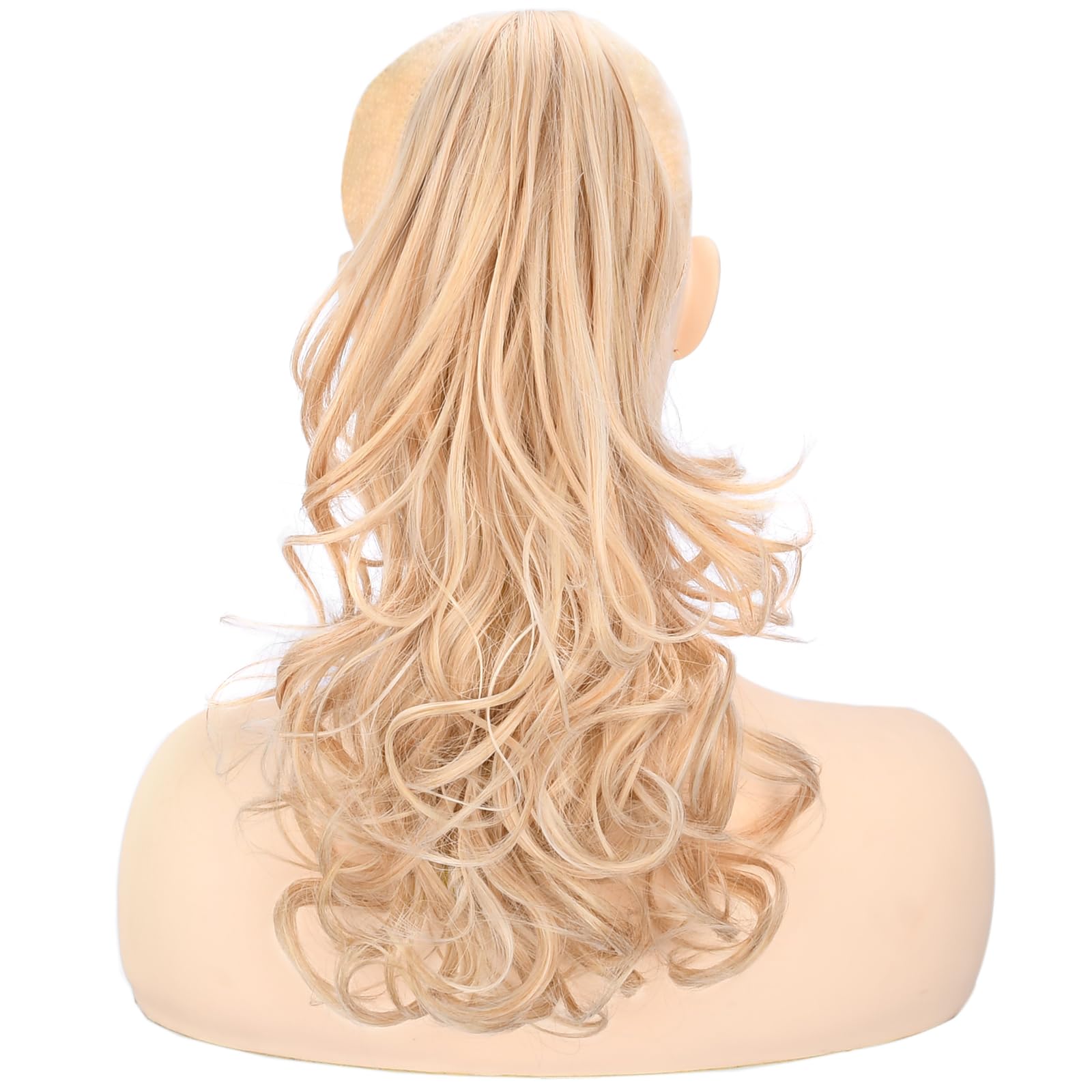 BOBIYA 13 Inches Claw Clip in Loose Curly Synthetic Wrap Around Ponytail Extensions Pony Tail Clip In Extensions (Light Honey Blonde) — image 1