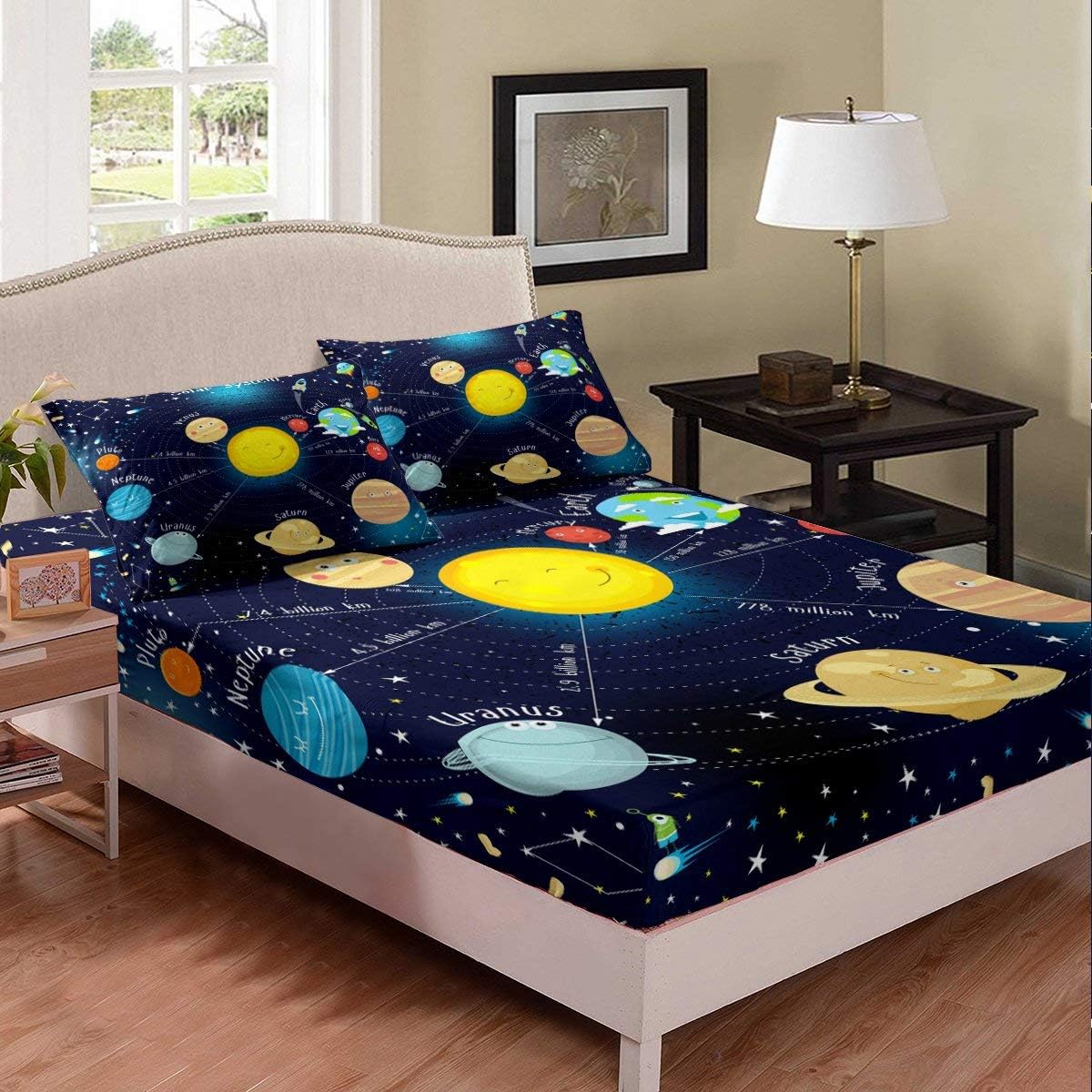 Erosebridal Outer Space Sheet Set Starry Sky Fitted Sheet