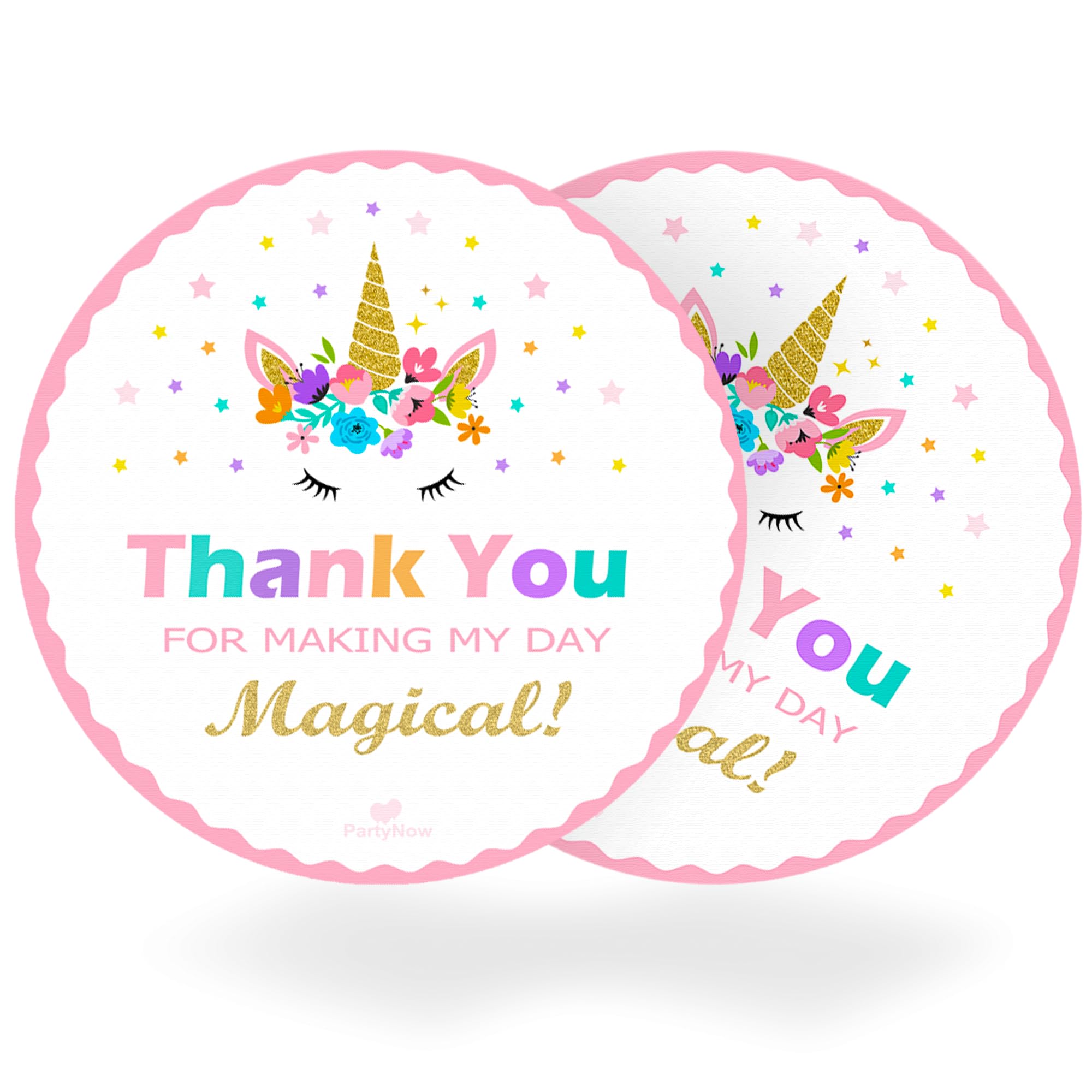 Photo 1 of PartyNow Unicorn Stickers Pack of 40 | Single Use Cute Stickers for Unicorn Themed Party, Unicorn Party Favors, Unicorn Party Supplies | 2 Inch Round Rainbow Stickers for Laptop, Envelopes
