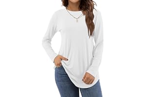 Amoretu Women's Long Sleeve Tunic Tops Casual Crew Neck Loose Shirts for Leggings