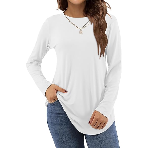 Amoretu Women's Long Sleeve V-Neck T-Shirt - Loose Fit Basic Tee In Black, Soft Rayon Fabric (Size XL) - View #7
