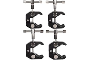 QYXINC 4Pack Super Clamp with 1/4 and 3/8 Thread for Photography,Camera Monitor, Plate Glass,LED Light, Umbrellas,Hooks, Shelves, Cross Bars,Photo Accessories