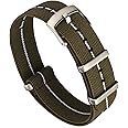 Benchmark Elastic Watch Band - Parachute Nylon One-Piece Military Style Watch Straps for Men & Women - Choice of Color & Width - 20mm or 22mm