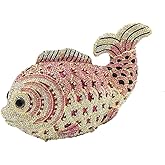 Boutique De FGG Fish Rhinestone Clutch Purses for Women Formal Evening Bags Prom Purse Wedding Party Crystal Clutch Bag,Mini