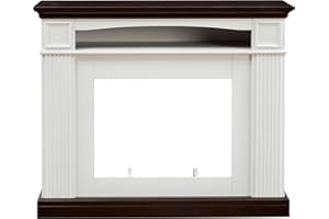 OKYCI 44” Fireplace Mantel Surround, Fireplace TV Stand, Stylish Wave Design, White