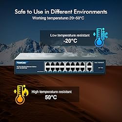 YuanLey 16 Port Gigabit PoE Switch with 2 Gigabit