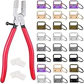 shynek Key Fob Hardware, 50PCS 1 Inch Lanyard Keychain Hardware with Key Fob Pliers Tool for Keychain and Wristlet Clamp Hardware Supplies