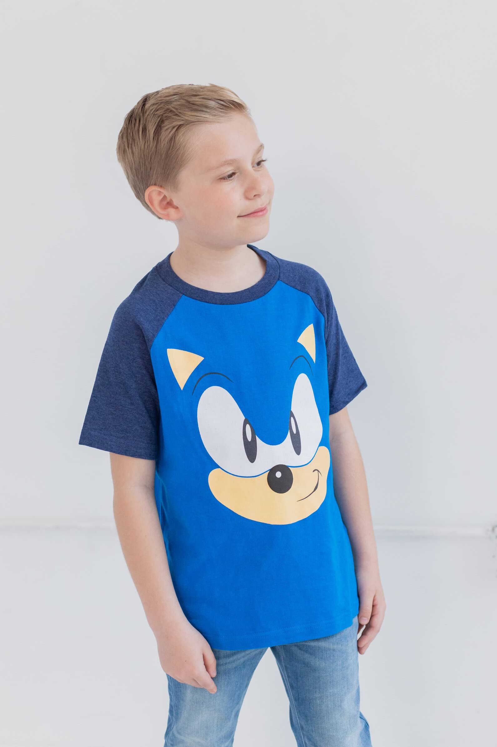 SEGA Sonic The Hedgehog 3 Pack Raglan T-Shirts Toddler to Big Kid Sizes (2T - 18-20)