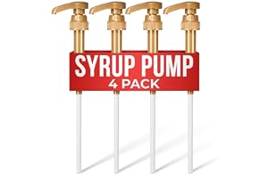 4 Pcs Coffee Syrup Dispenser Pump, Compatible with Torani & Skinny | 25.4 Oz (750ml) Glass Bottles; Precise 0.3 Oz Dispensing; Coffee Bar Accessories, Dirty Soda Bar, & Lemonade Stand Supplies