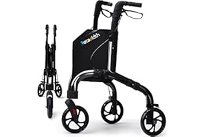 RETAOLDTH Premium 3 Wheel Rollator Walker for Seniors, Lightweight Foldable Elderly Three Wheeled Rollator with Storage Bag, Aluminum Mobility Aid Rolling Walker