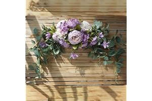 INIFLM Wedding Arch Flowers, Artificial Silk Flowers Swag Floral Swag, Faux Green Leaves Purple Rose Door Decor Wreath for Table Centrepiece Wedding Arch Hanging Home Wall Decoration
