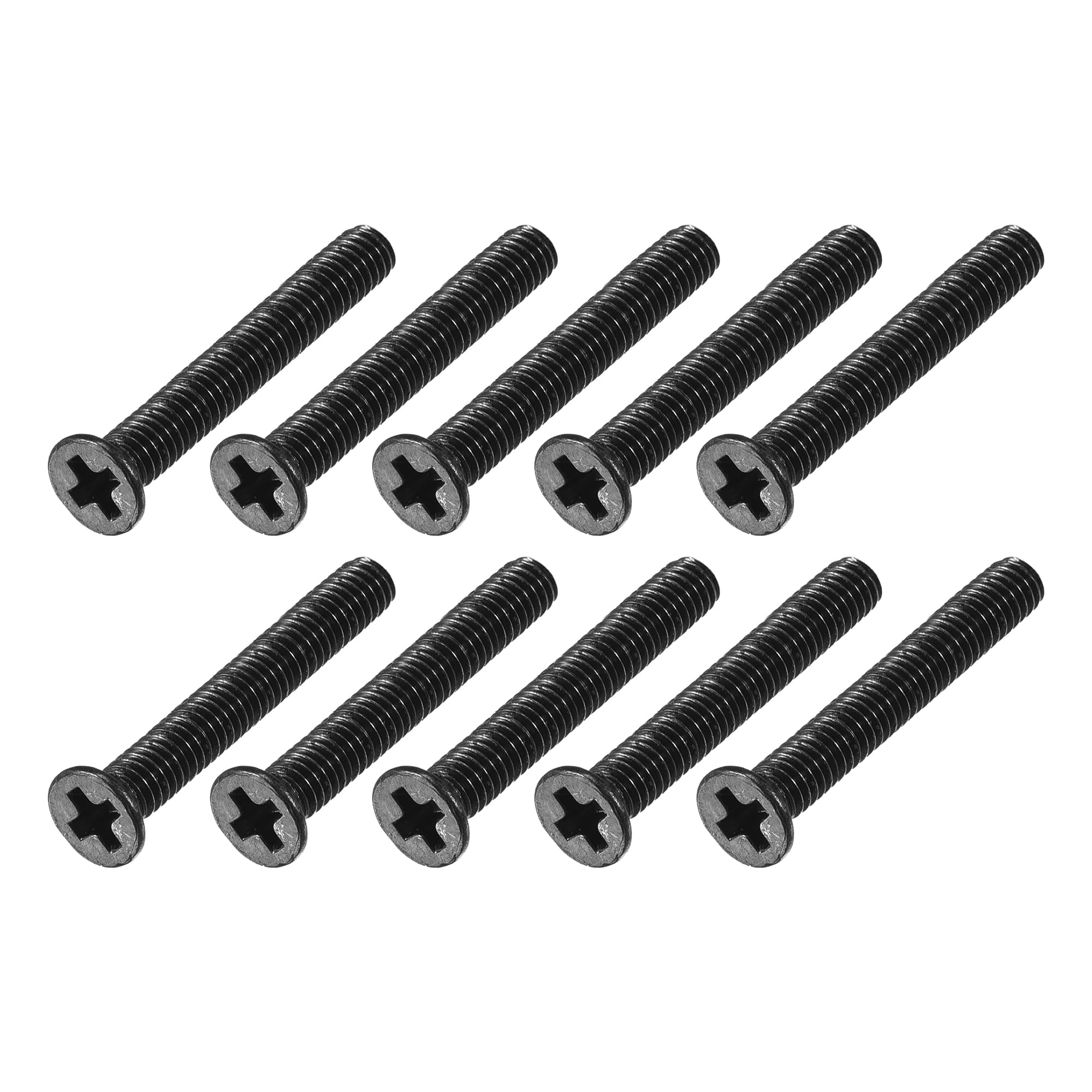 METALLIXITY Phillips Flat Head Screws (M2.5 x 16mm) 500Pcs, Carbon Steel Machine Screws - for Glasses Watch and Other Small Electronics, Black
