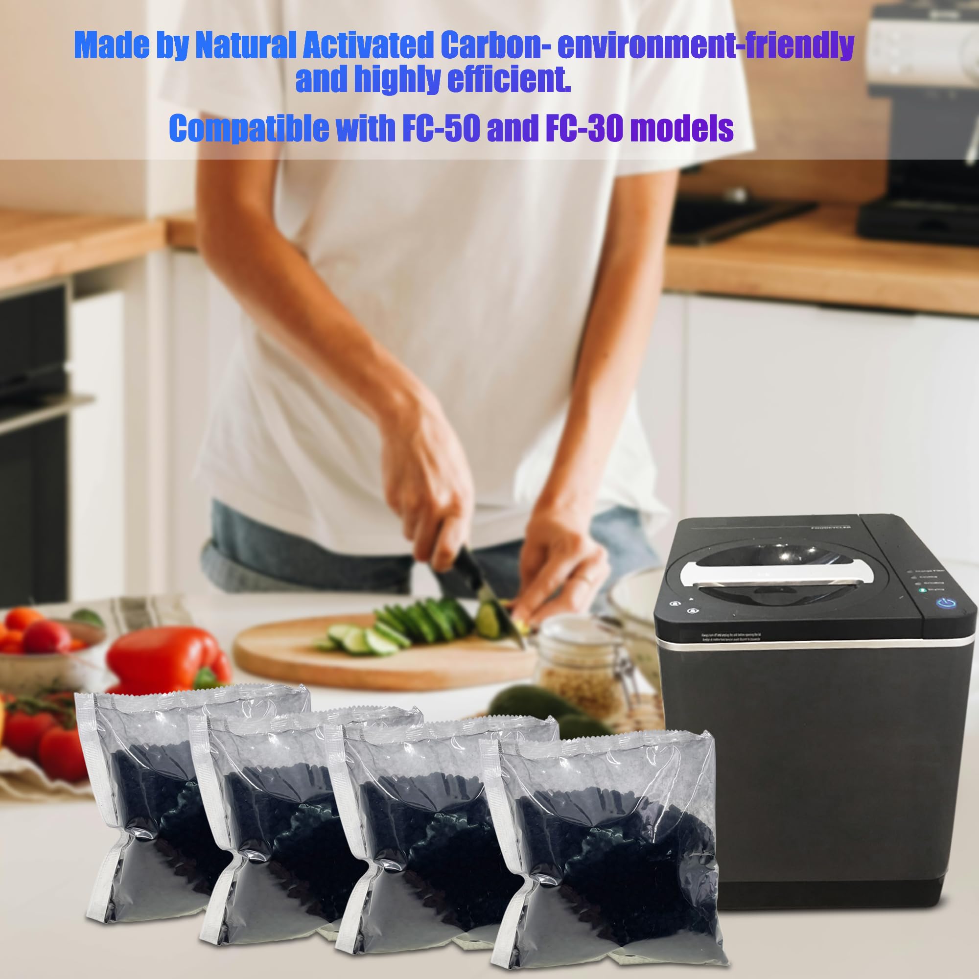 4 Bags Shurex Odor Absorbing Filter Refills for Vitamix FoodCycler Filters, Replacement Activated Carbon for Vitamix Foodcycler Replacement Filters