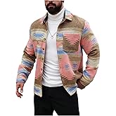 SOLY HUX Men's Long Sleeve Shacket Printed Button Down Shirt Jacket with Pocket Fall Winter Clothes
