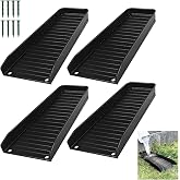 Teisaiko Rain-Gutter Downspout Splash Block, 4 Pack, Black | Gutter Downspout Extensions, Lader Downwards Design, 16" Fixable Downspout Extender with 8 Fixing PP Nails