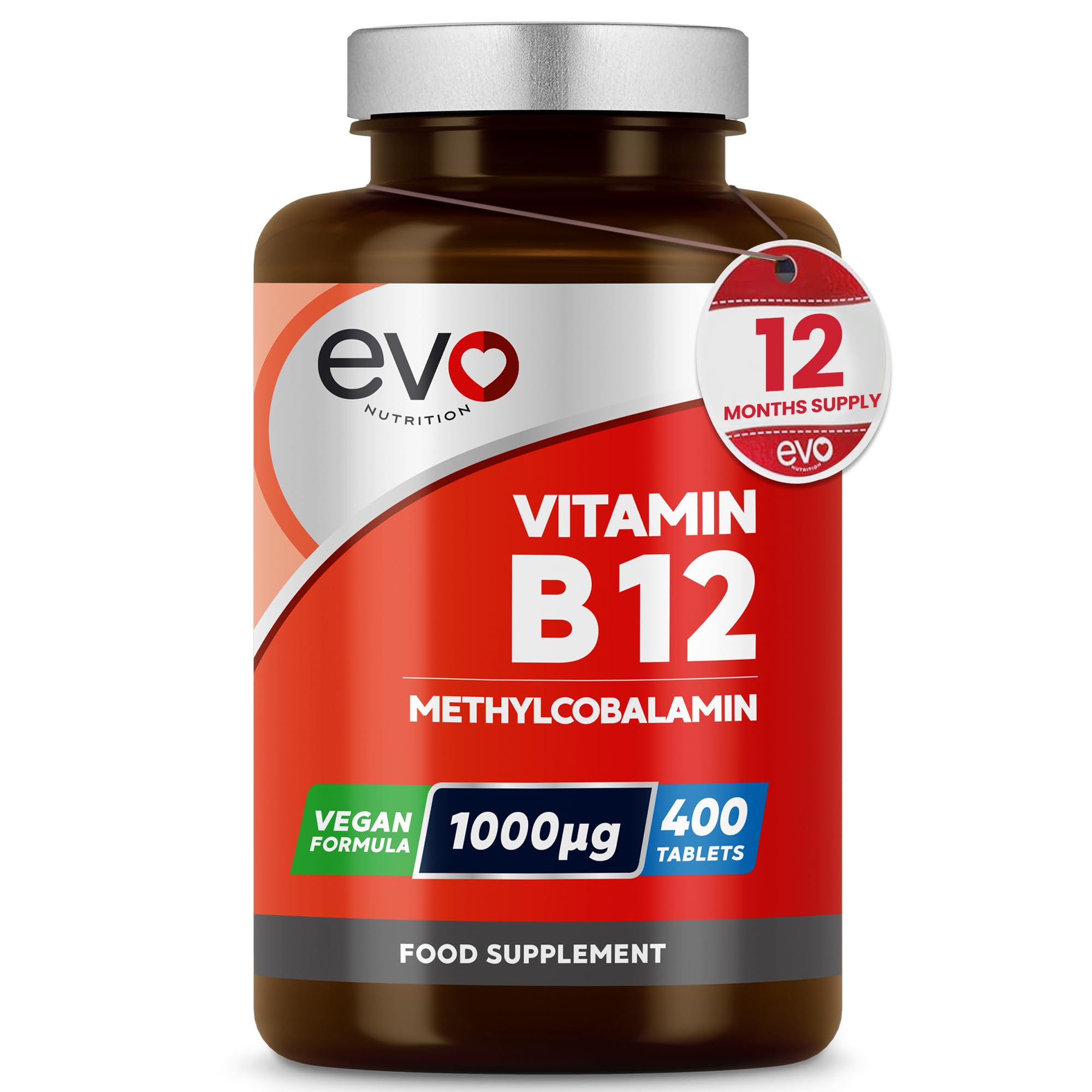 Vitamin B12 1000mcg Methylcobalamin | 400 Vegan Tablets | Reduction of Tiredness & Fatigue | 13 Month Supply | High Strength B12 Supplement | Made in UK