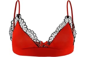 ABAFIP Men's Sissy Lingerie Lace Underwear Floral Bra Bowknot Strappy Bra Top Crossdressing Nightwear