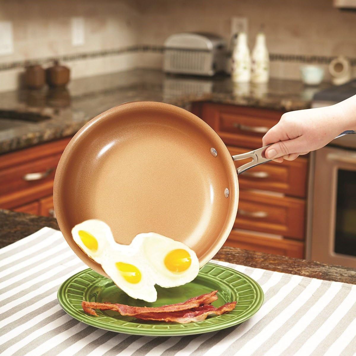 Ceramic Induction Non-Stick Copper Cookware 9.5 Inch Round Frying Skillet Pan by Copper Pans