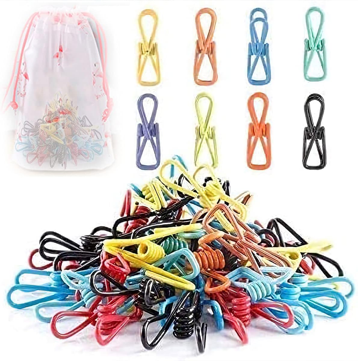 Yun Hui Lai 36pcs Chip Clip Clips Clothes Pins Clothespins Bag Clips Food Clips Metal Kitchen Small Clips for Food Packages Snack Sealing Clips Bags Clips (PVC-Coated,2
