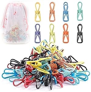 Yun Hui Lai 36pcs Chip Clip Clips Clothes Pins Clothespins Bag Clips Food Clips Metal Kitchen Small Clips for Food Packages Snack Sealing Clips Bags Clips (PVC-Coated,2