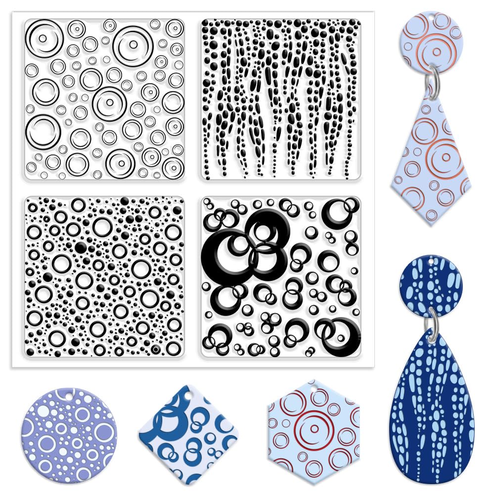 CHGCRAFT Bubble Polymer Clay Texture Sheets Bubble Dots Embossing Folders Clay Texture Mat for Making Earrings Jewelry Polymer Clay Earrings Tools Craftwork,5.5x5.5Inch
