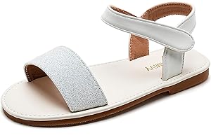 Charmivy Girls Sandals Braided Upper Flat Dress Sandals Round Open Toe Summer Shoes Little Kid/Big Kid