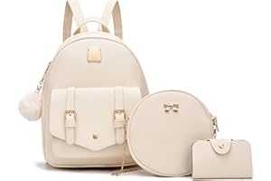 I IHAYNER Girls 3-Pieces Fahsion Leather Backpack Purse Set for Women Rucksack for Ladies Satchel Bag for Girls