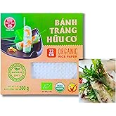 Organic Premium Rice Paper, All Natural, Spring Roll, low Cal, USDA Organic NON GMO, Gluten-Free, 22cm, Round