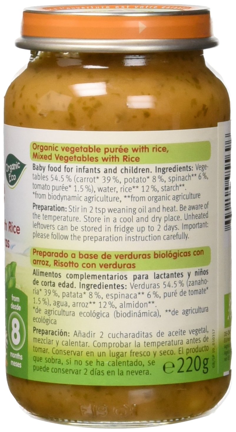 Holle Potito de Verduras con Arroz (+8 meses) - Paquete de 6 x 220 ...