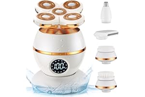BETIDOM Electric Razors for Womens Legs, 5D Women Facial Hair Removal, Rechargeable Face Shaver for Bikini Face and Body, 5 in 1 Wet and Dry Hair Trimmer, Waterproof, Painless Hair Remover