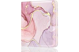 Rouidr Womens Wallet, RFID Small Wallet for Women, Cute Slim Bifold Leather Pocket Credit Card Wallet Ladies Mini Purse with Zipper Coin Pocket & ID Window (Pink Marble)
