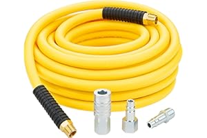 HOOTSUM 1/2 Inch x 50ft. Hybrid Air Hose with 1/2 in. MNPT Ends and Bend Restrictors, 3PCS 1/2” Air Coupler and Plug Kit, Air Compressor Hose Fittings and Accessories