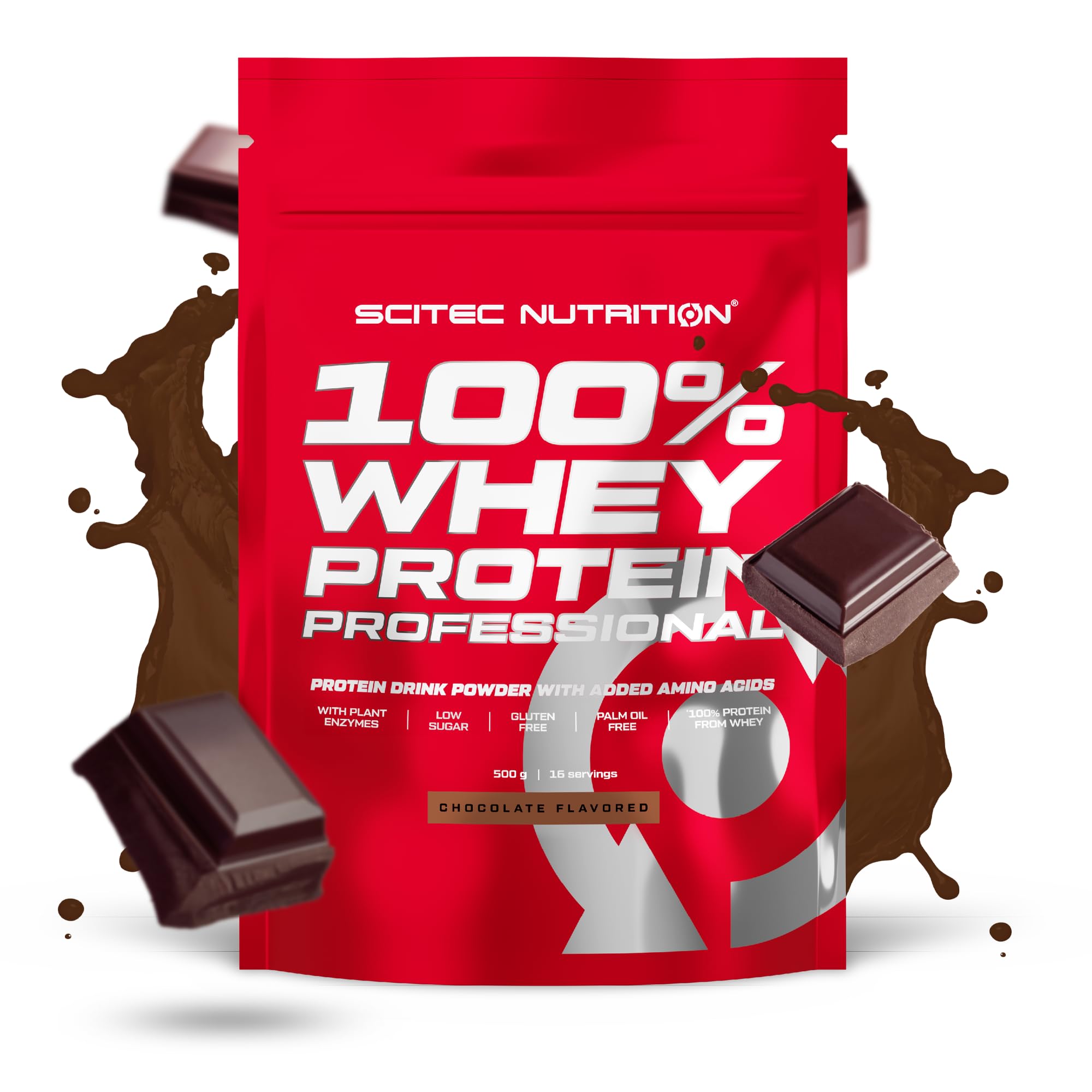 Scitec Nutrition 100% Whey Protein Professional – Enhanced with Extra Amino Acids & Digestive Enzymes – Gluten-Free – Palm Oil Free, 500 g, Chocolate