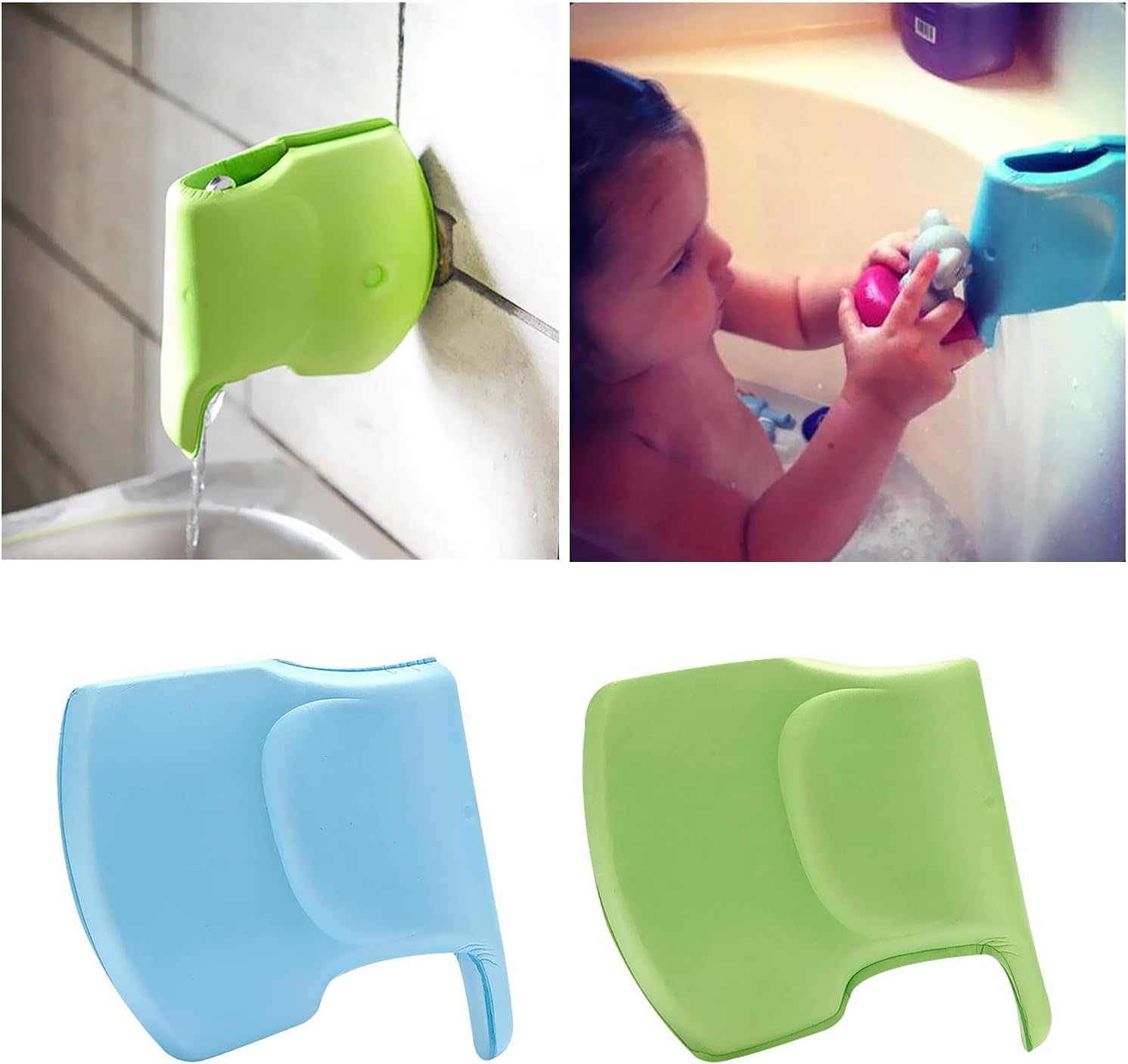 2 Pack Bath Spout Faucet Cover for Baby Safety, Tub Faucet Extender Protector for Baby, Elephant Shape Bathtub Cover Bath Toys for Kids, Soft and Flexible Faucet Cover