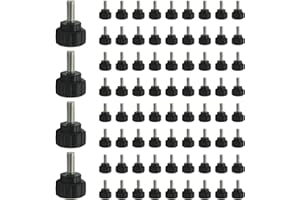 JOJOCY 100PCS Carbon Steel Threaded Knurled Thumbscrew Knurled Knobs Monitor Mounting Screws Black Round Clamping Screws Grip Knobs Thumb Screw M4 x 10 mm
