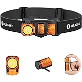 OLIGHT Perun 2 Mini Headlamp 1100 Lumens LED Head Flashlight, Rechargeable Headlight with Red Light Option, Great for Working, Hiking, Camping and Climbing (Orange Cool White: 5700~6700K)