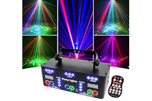 NDFPTU 21 Eyes DJ Party Strobe Lights, RGB UV Disco Party Light Indoor Stage Lighting Effect LED Projector Support DMX 512 Sound Activated Ravelight with Remote Control for Home Parties Karaoke