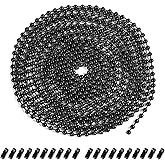 Dotlite Black Ceiling Fan Pull Chain, 120" Extra Long Rust Proof 3mm Beaded Ball Light Pulls Extension Chains with 20Pcs Connectors